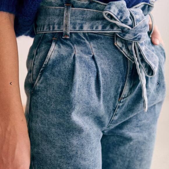 SEZANE Austin Jeans, paperbag waist, US 2/FR 34, bleached denim, EUC - Picture 9 of 10